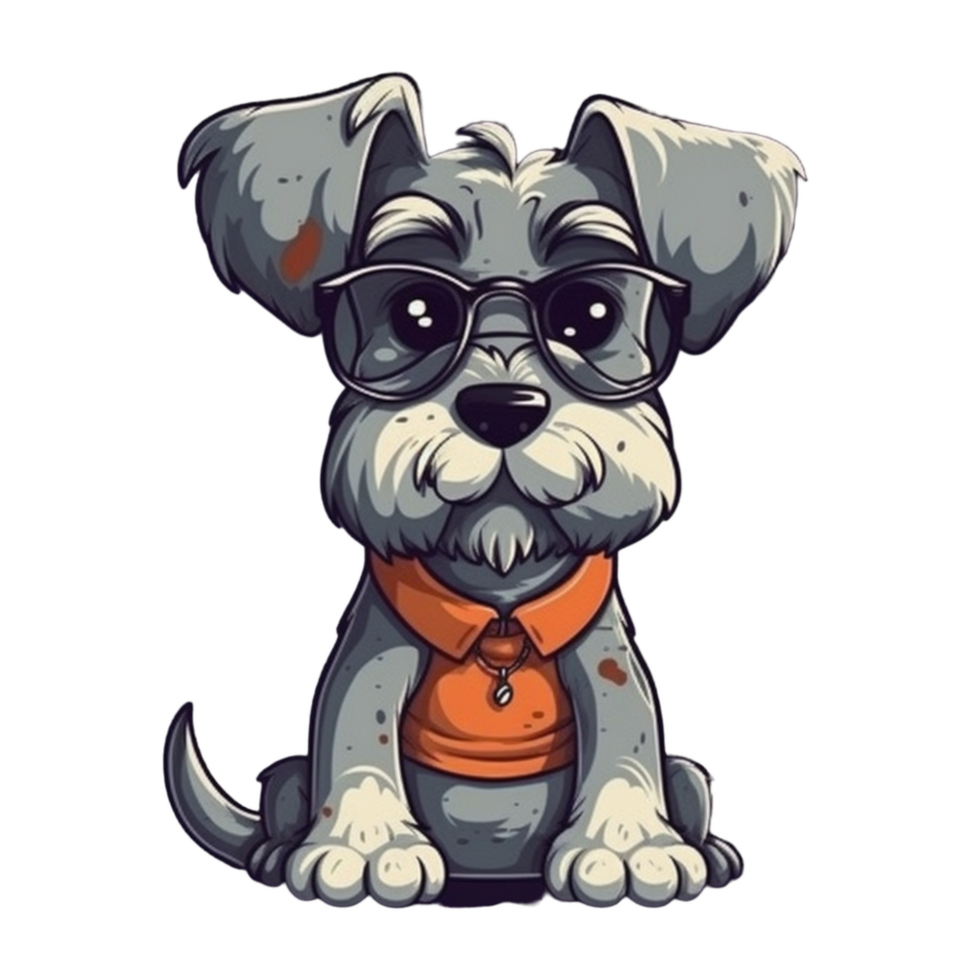 schnauzer tecknad serie hund clipart,ai genererad png