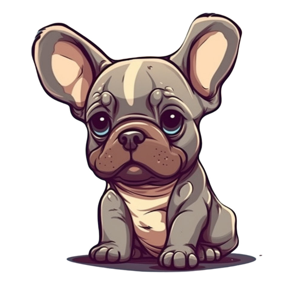 Frans bulldog tekenfilm clip art, ai gegenereerd png