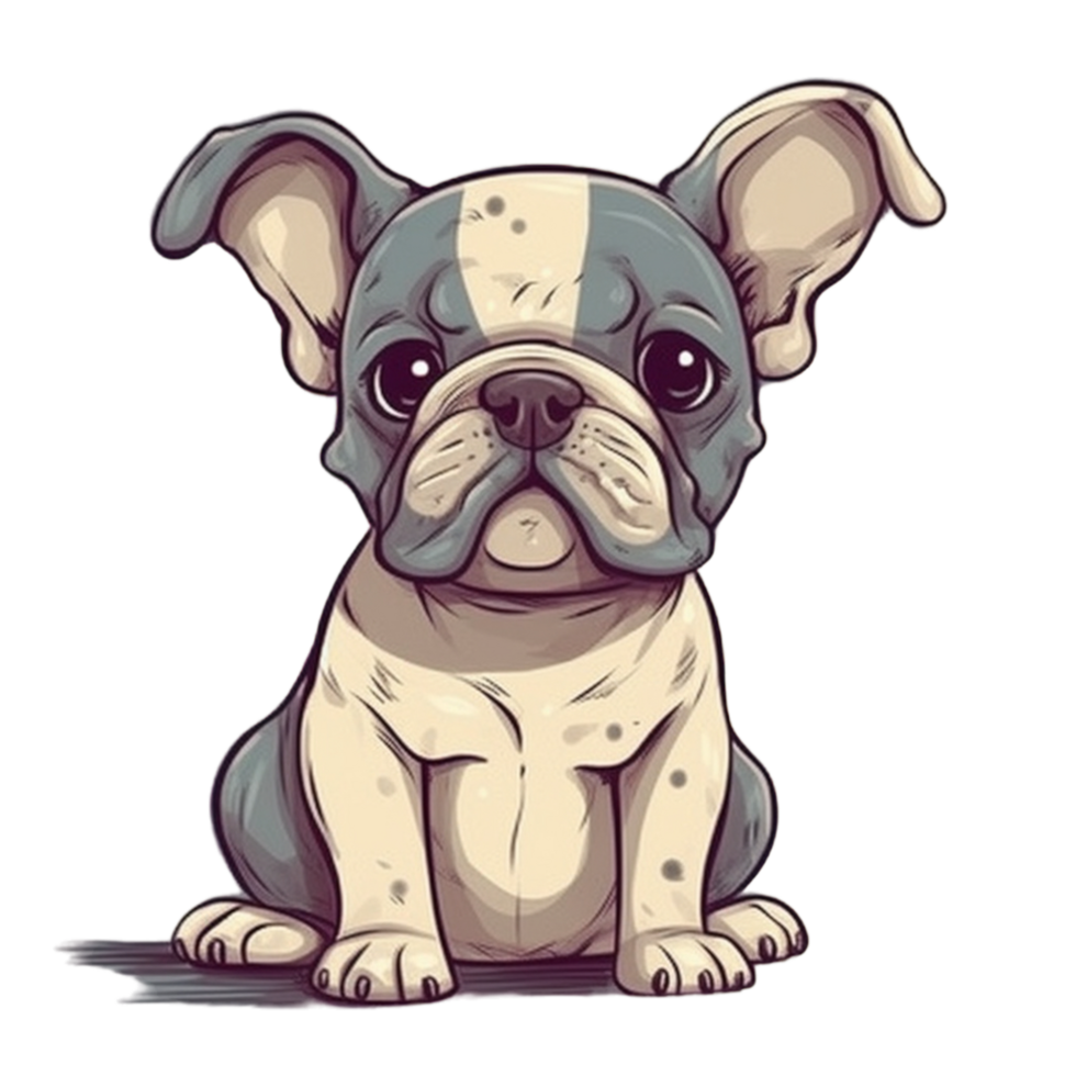 Frans bulldog tekenfilm clip art, ai gegenereerd png