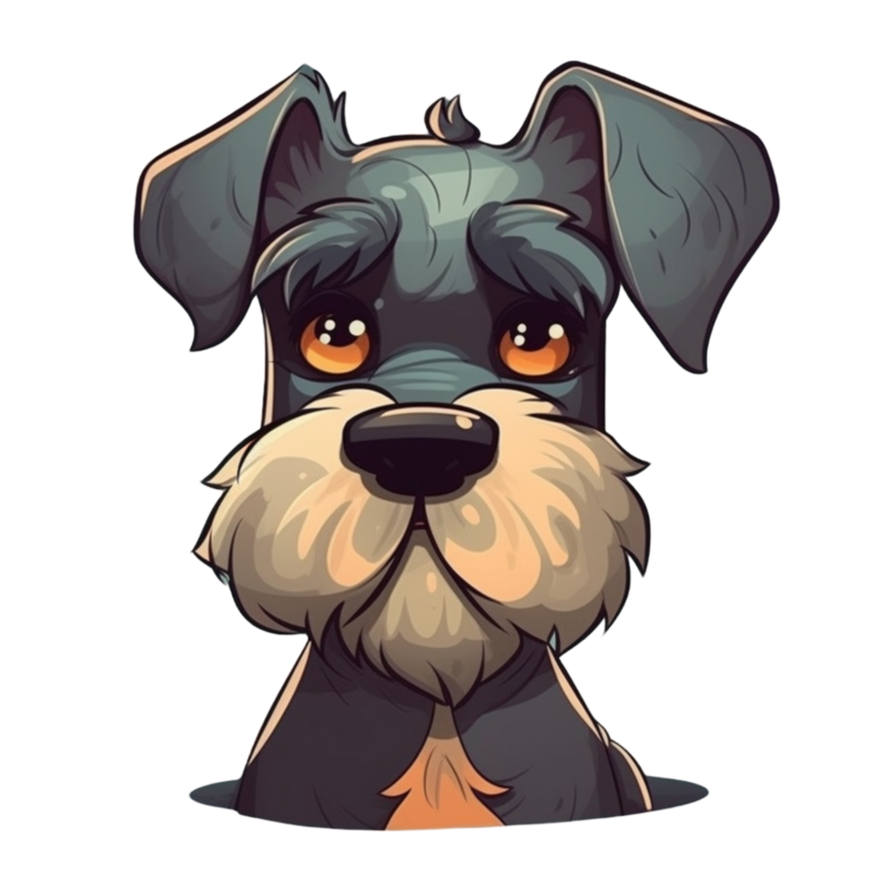 schnauzer tekenfilm hond clipart, ai gegenereerd png