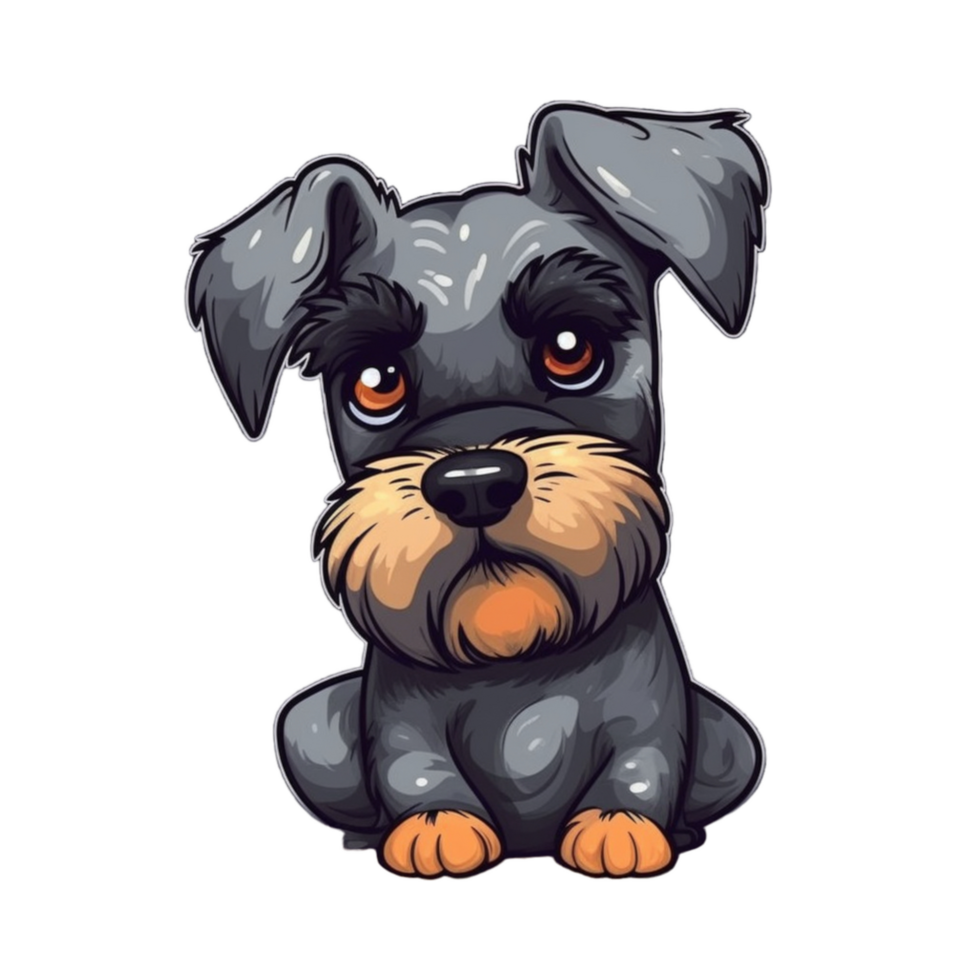 schnauzer tekenfilm hond clipart, ai gegenereerd png