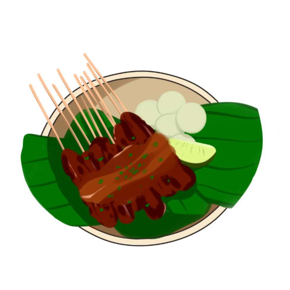 Satay With Lontong Illustration png