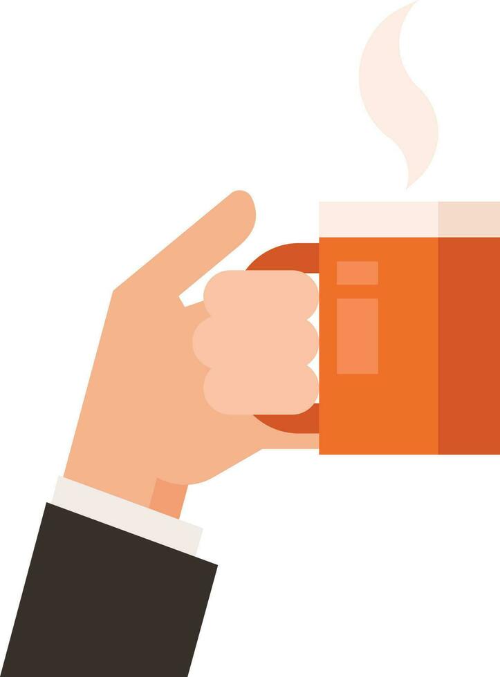 Hand Holding A Coffee Mug, Isolated Background. vector