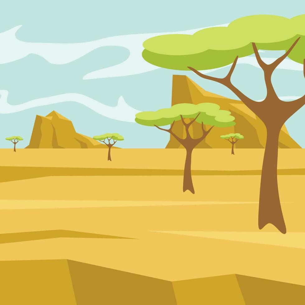Dry Desert Landscape, Isolated Background. vector