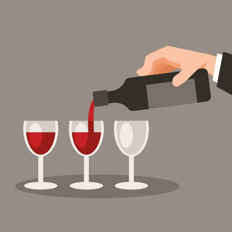 Sipping Red Wine, Isolated Background. vector