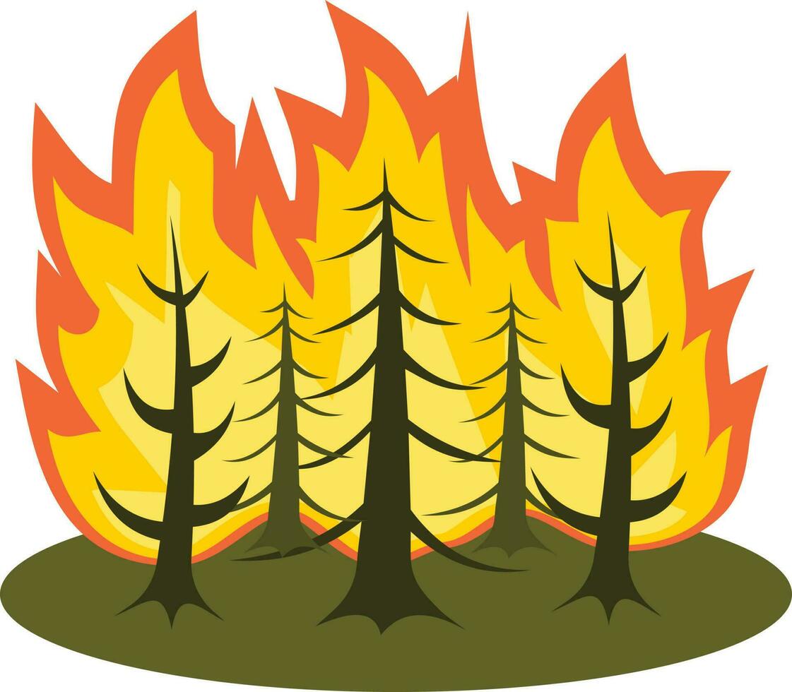 Forest Fire Vector Graphics, Isolated Background.