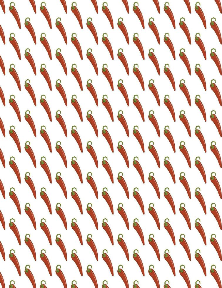 Red Hot Chili Pepper Graphic Pattern, Isolated Background. vector