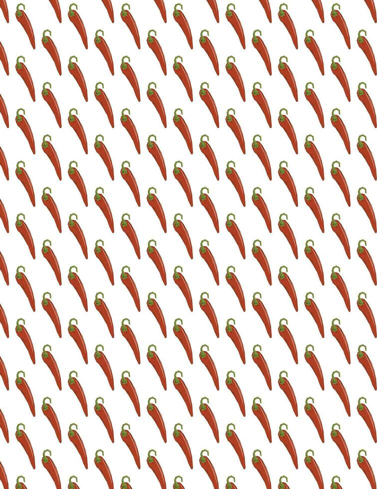 Red Hot Chili Pepper Graphic Pattern, Isolated Background. vector