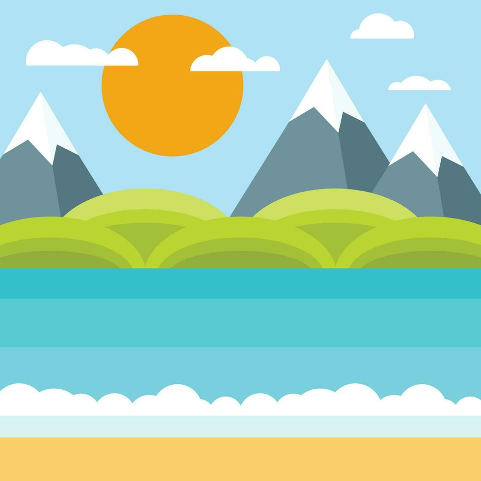 Summertime Nature Landscape, Isolated Background. vector