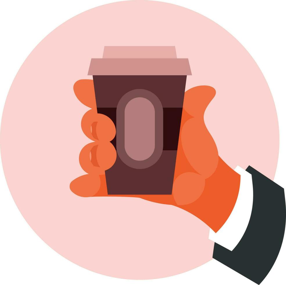 Cup Of Coffee In Hand, Isolated Background. vector