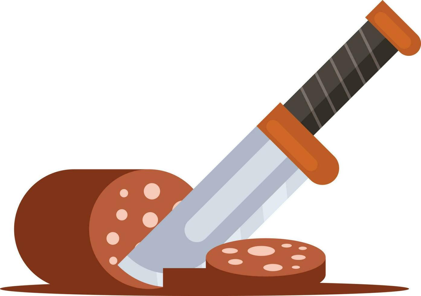 Slicing Salami, Isolated Background. vector