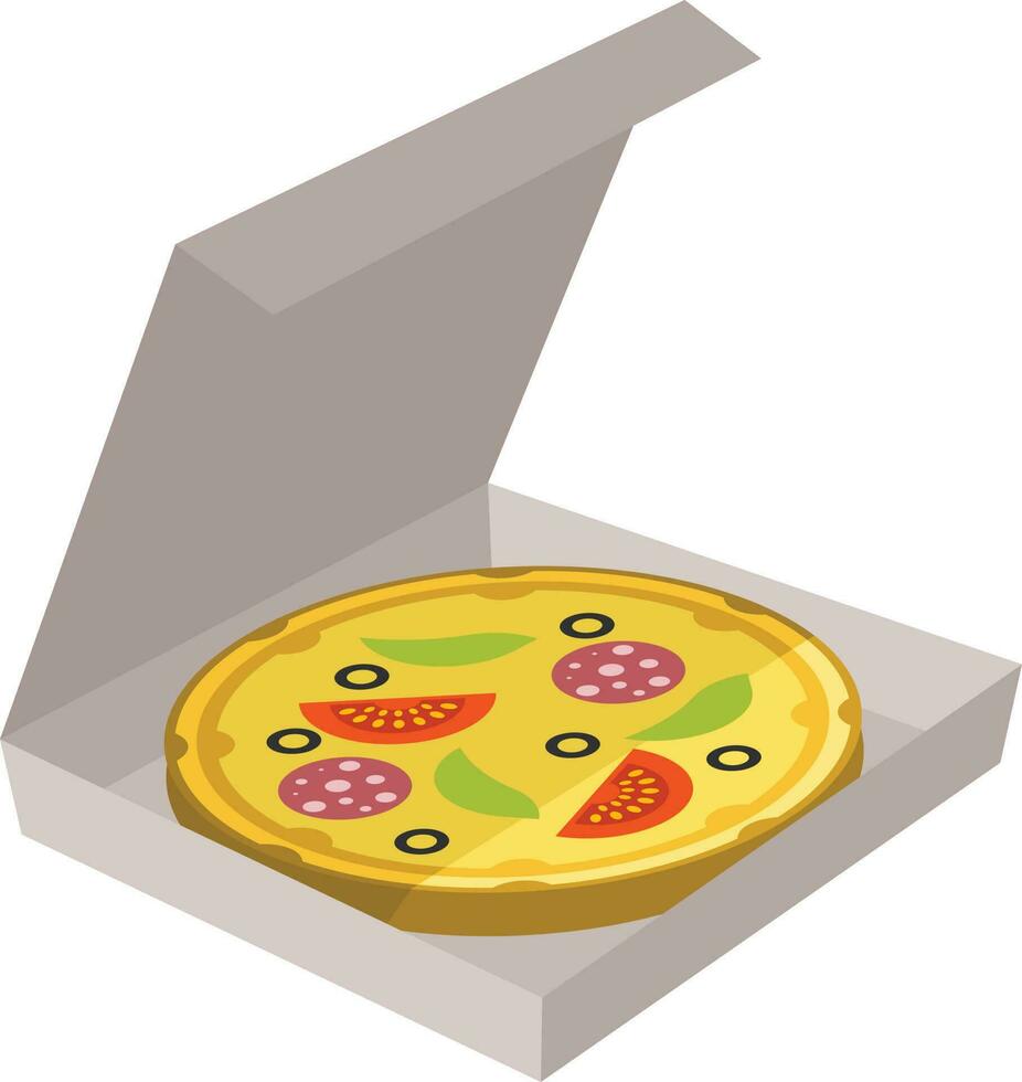 Pizza In Delivery Box, Isolated Background. vector