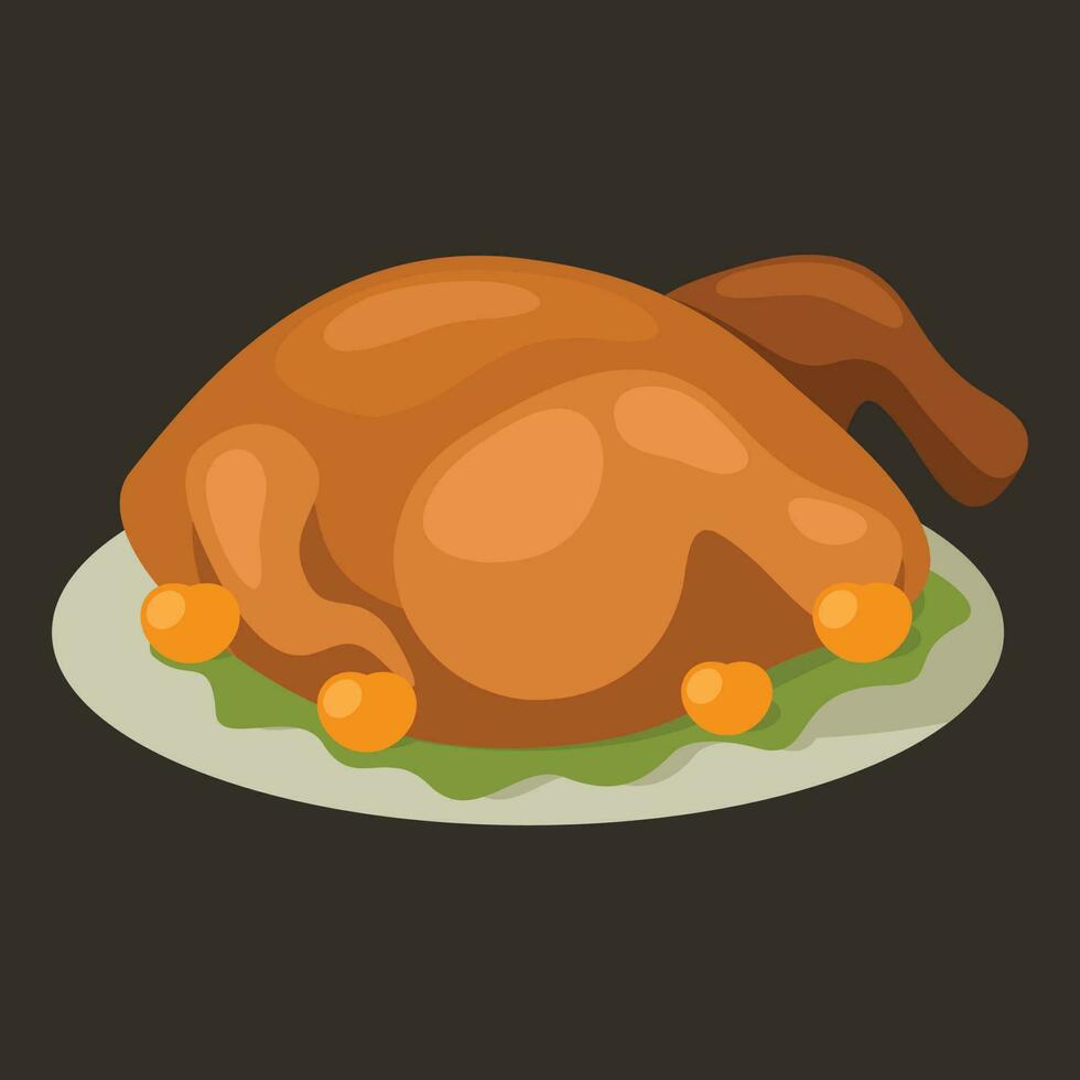 Baked Turkey, Isolated Background. vector