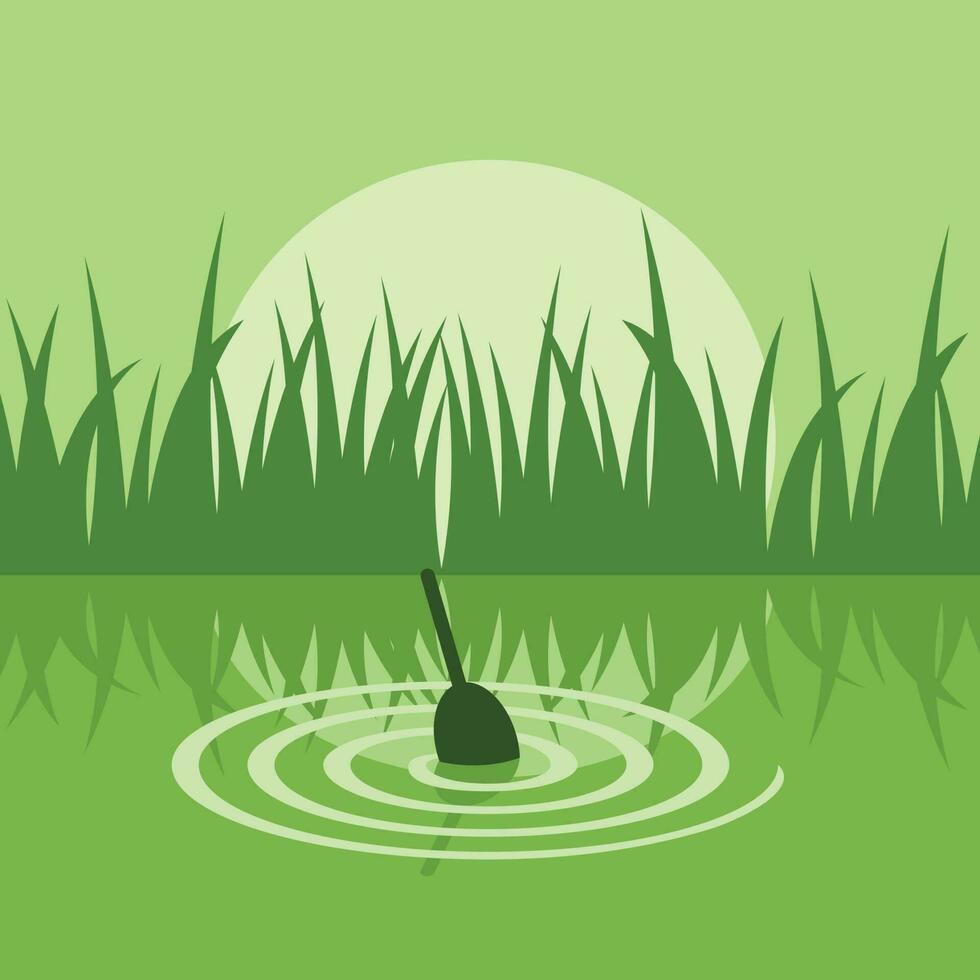 Fishing Lure In The Water, Isolated Background. vector