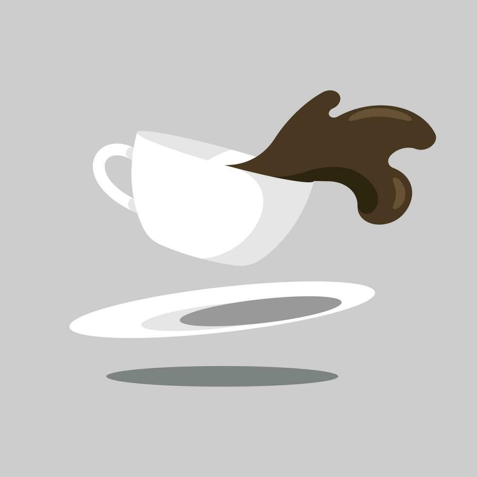 Spilling Coffee, Isolated Background. vector