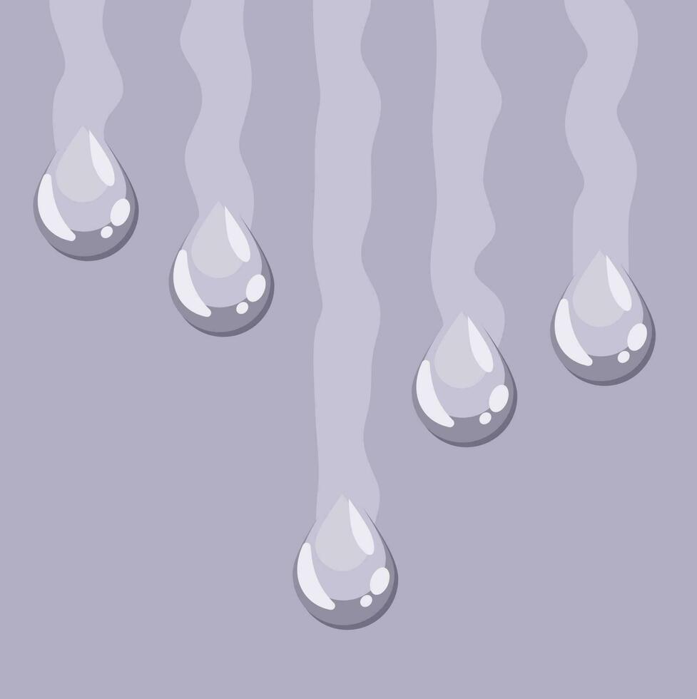 Water Drops Vector Image, Isolated Background.