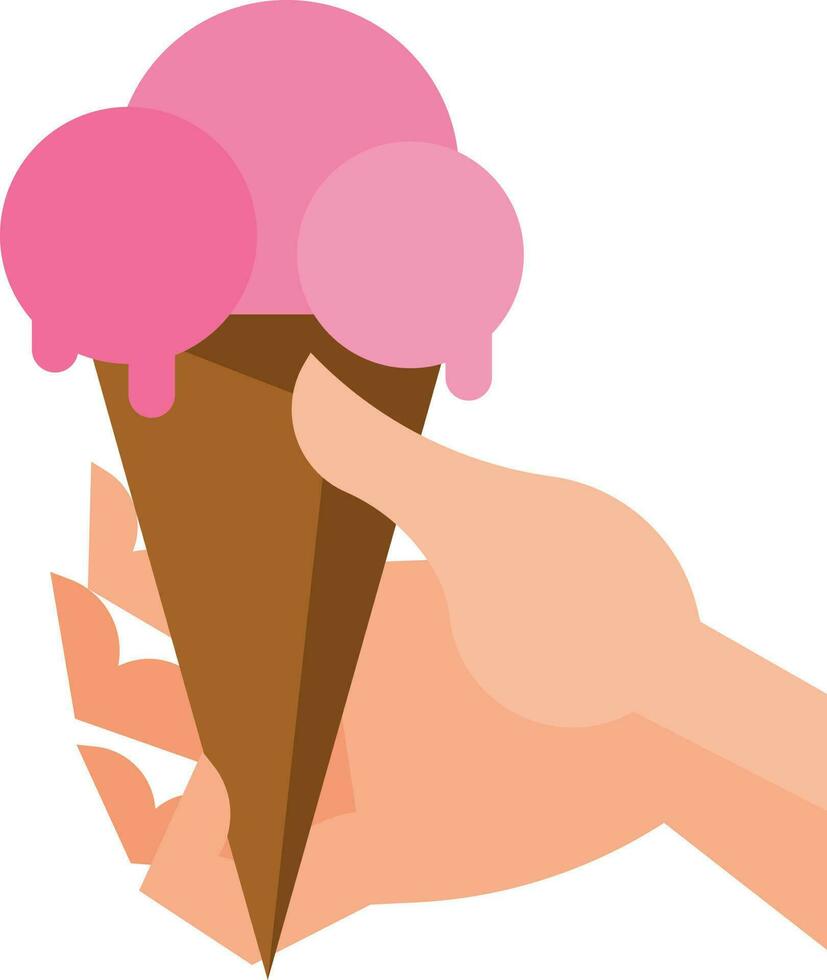 Hand Holding Ice Cream, Isolated Background. vector