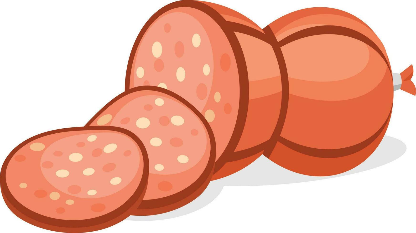 Sliced Sausage Vector Clip Art, Isolated Background.