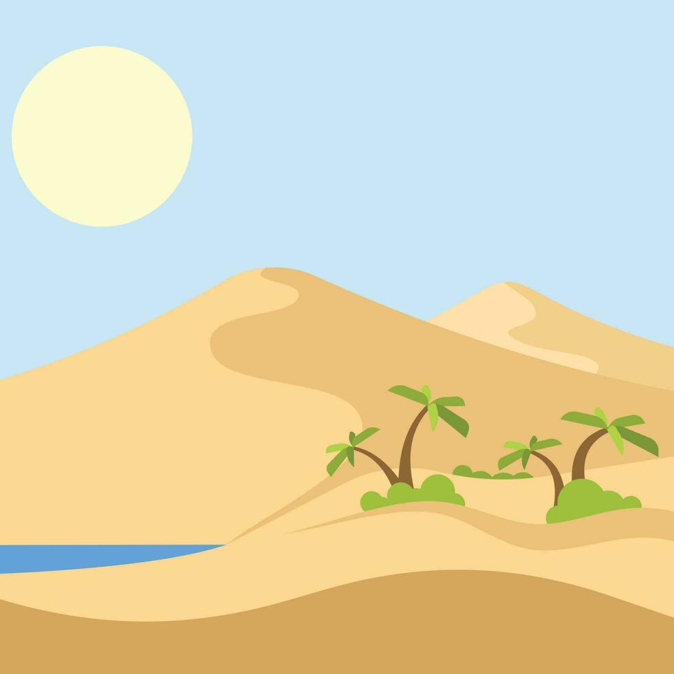 Oasis In The Desert, Isolated Background. vector