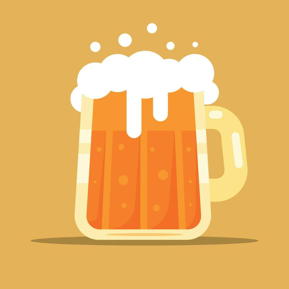 Foamy Beer, Isolated Background. vector