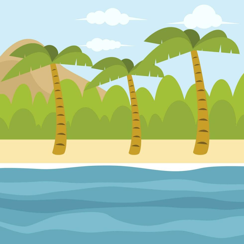 Tropical Beach Clip Art, Isolated Background. vector