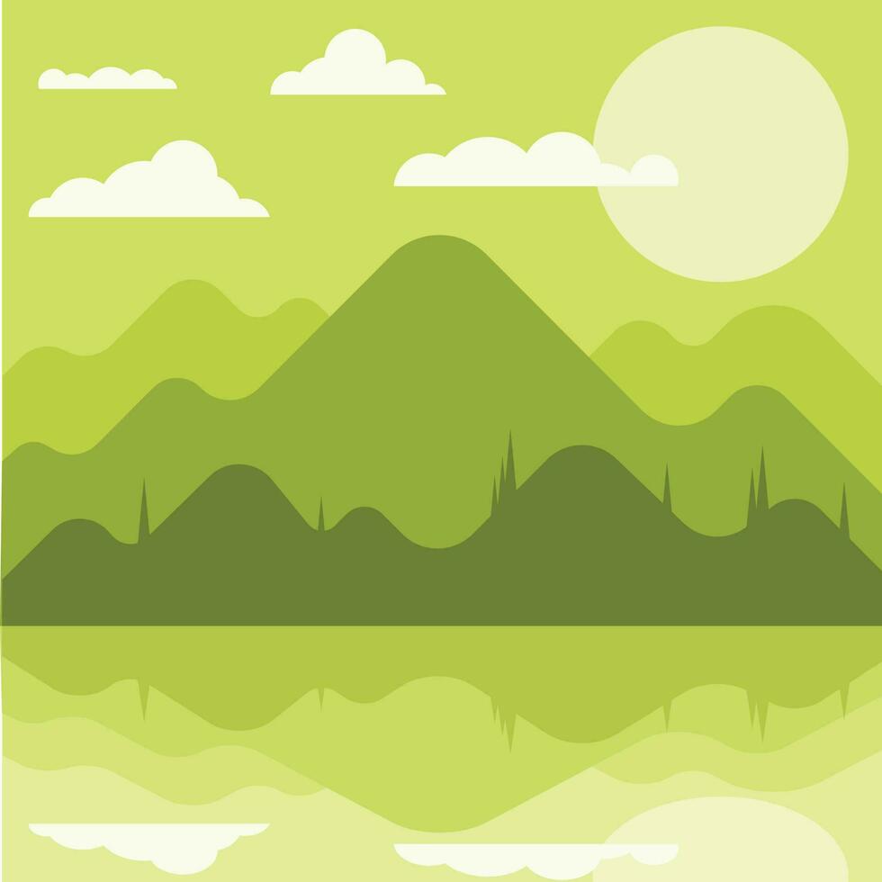 Natural Landscape In The Sunset, Isolated Background. vector