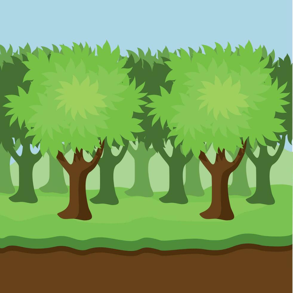 Dense Forest, Isolated Background. vector