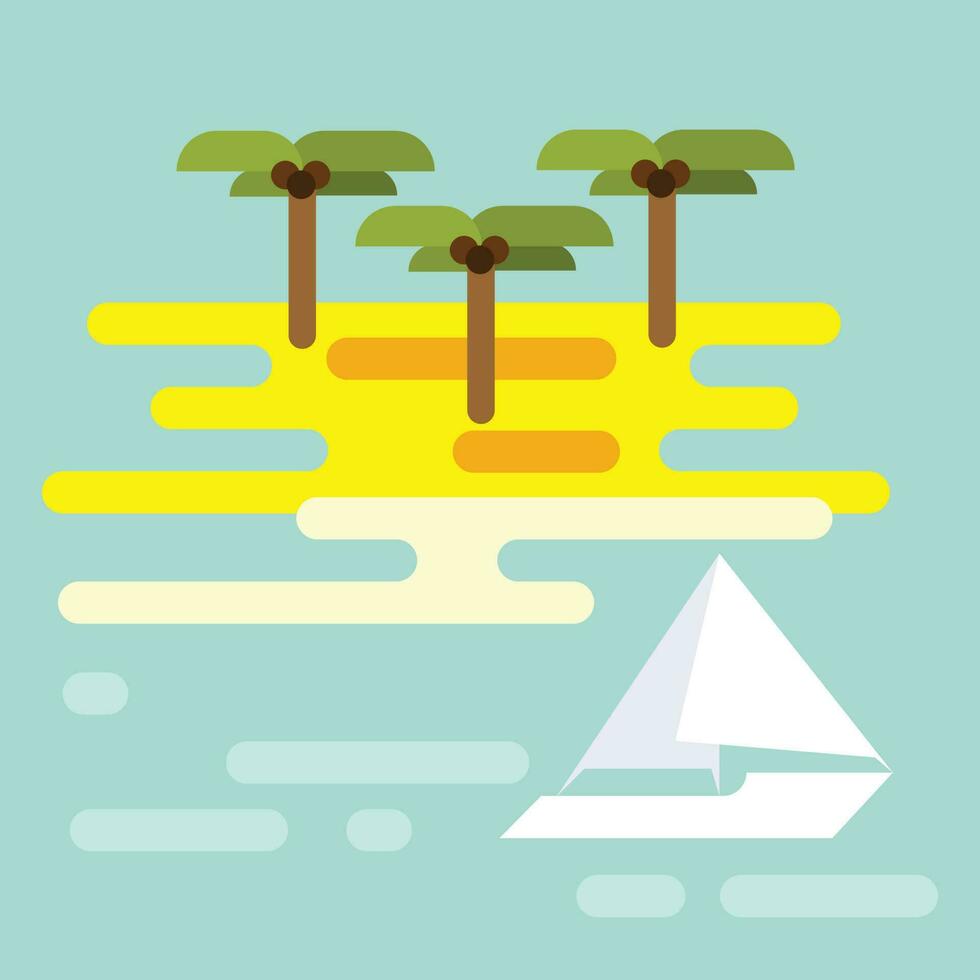 Yacht Sailing On The Sea, Isolated Background. vector