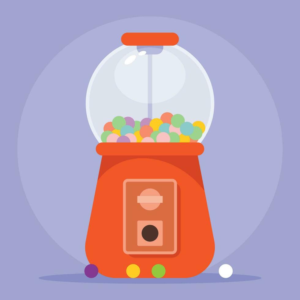 Gumball Machine Vector Image, Isolated Background.