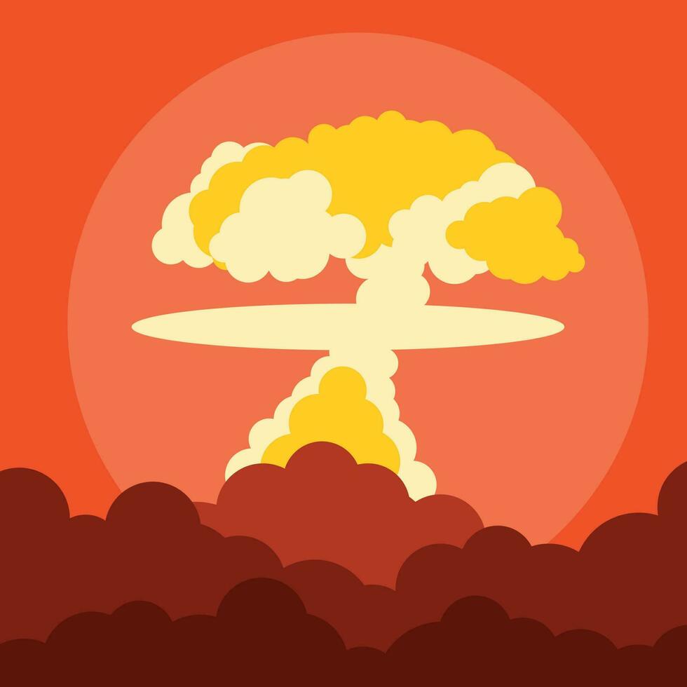 Nuclear Explosion Illustration, Isolated Background. vector