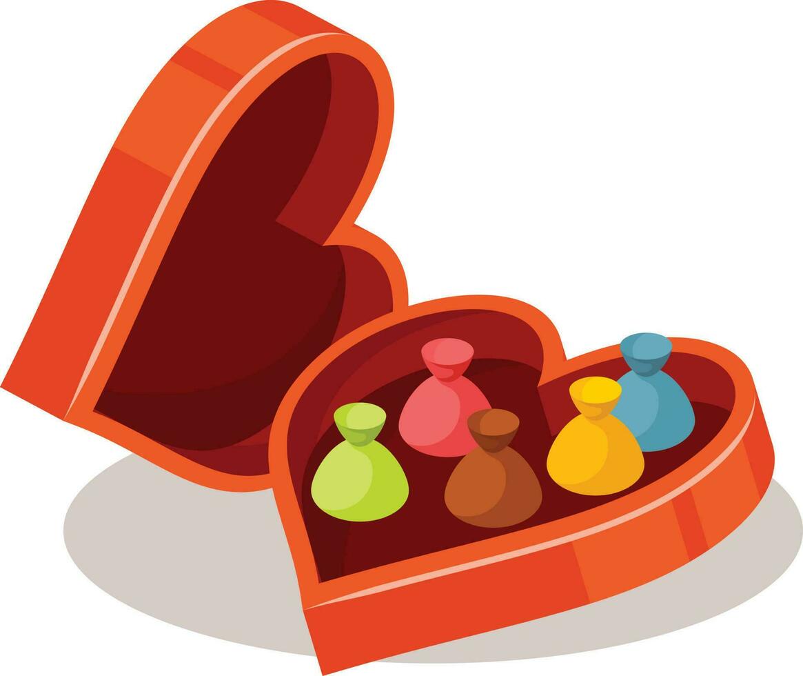 Chocolate Box In Heart Shape, Isolated Background. vector