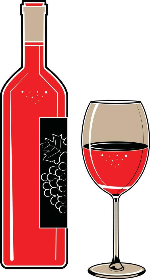 Wine Glass And Bottle, Isolated Background. 24078065 Vector Art at Vecteezy