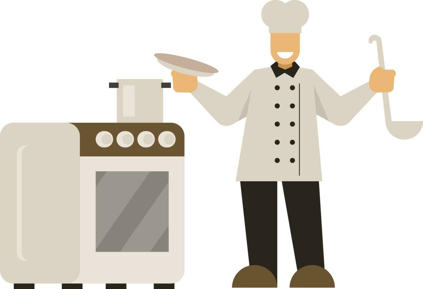 Chef Prepares Food, Isolated Background. vector