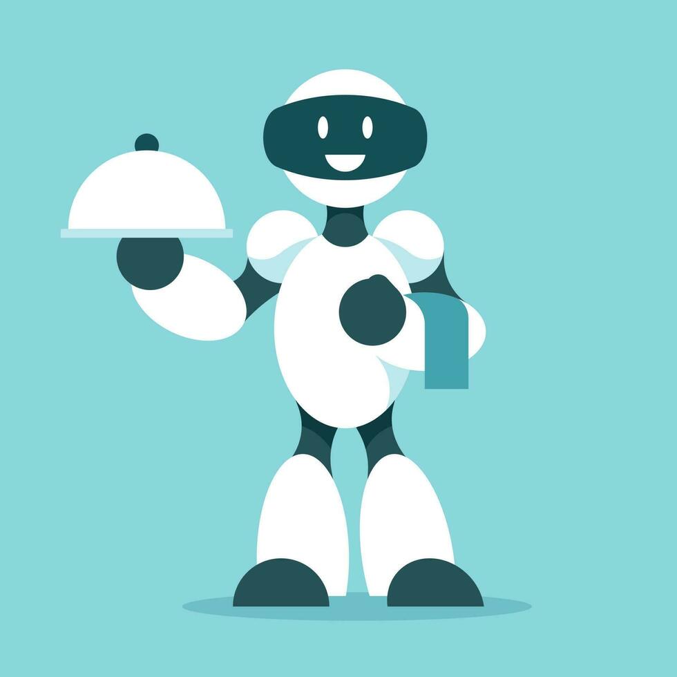 Robot Chef Vector Clip Art, Isolated Background.