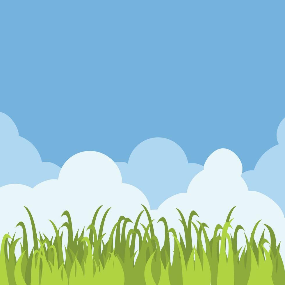 Grass Under The Sky, Isolated Background. vector