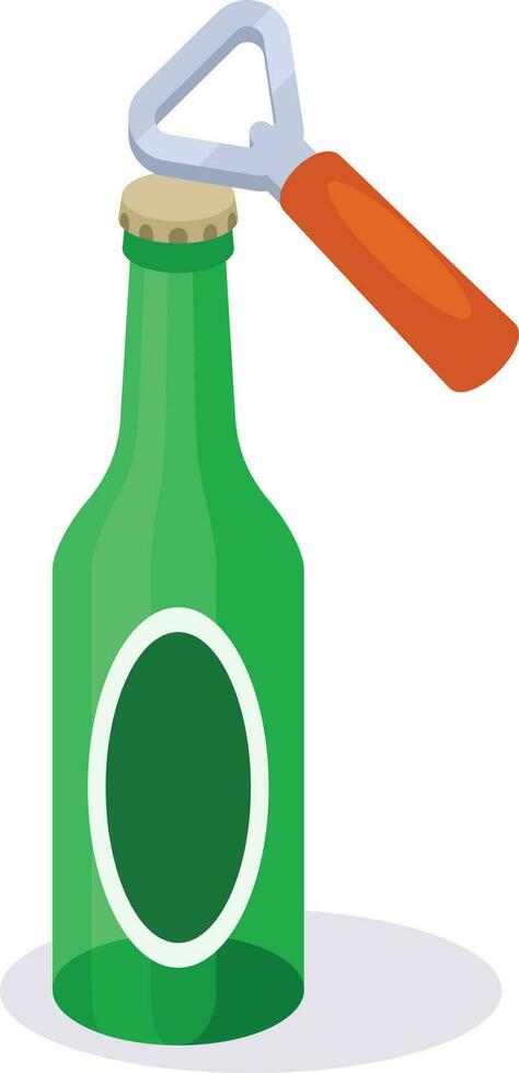Opening A Bottle Of Beer, Isolated Background. vector