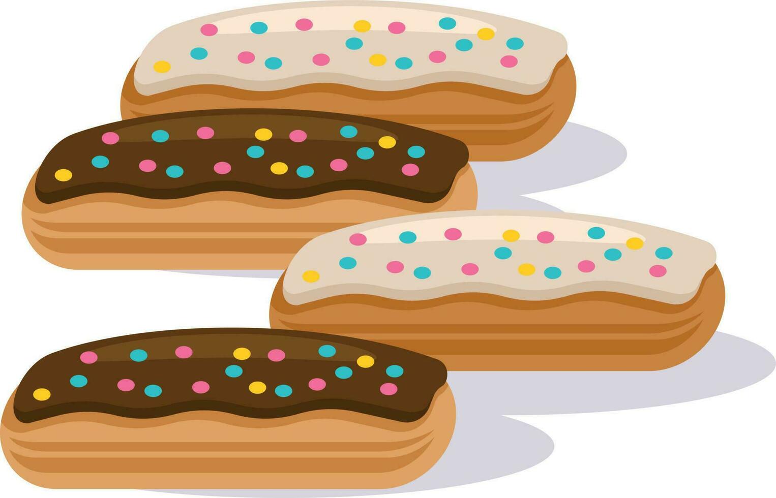 Chocolate Eclairs, Isolated Background. vector