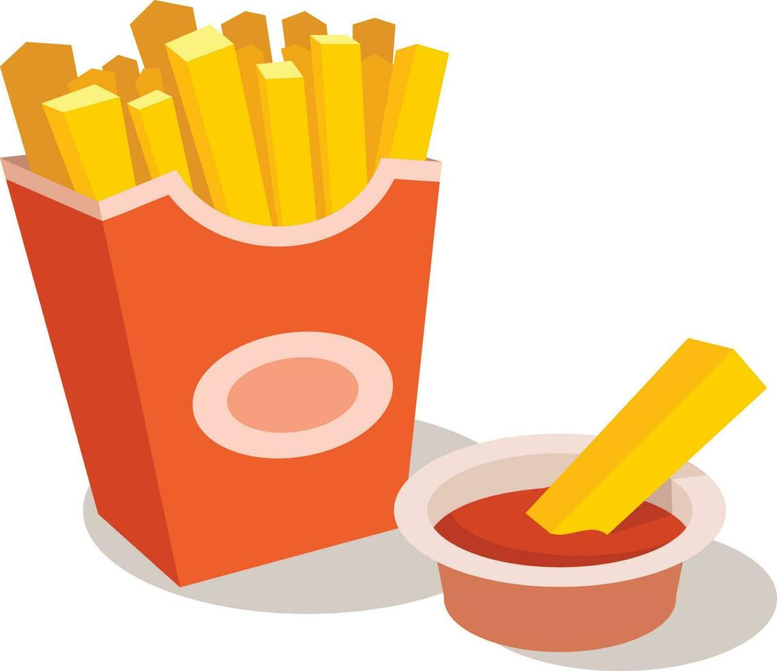 French Fries And Ketchup, Isolated Background. vector