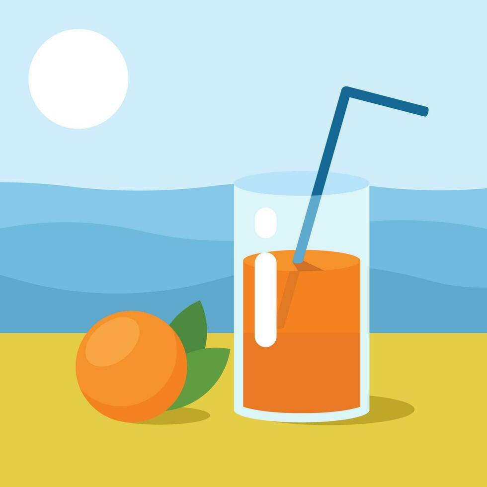 Orange Juice Cocktail, Isolated Background. vector