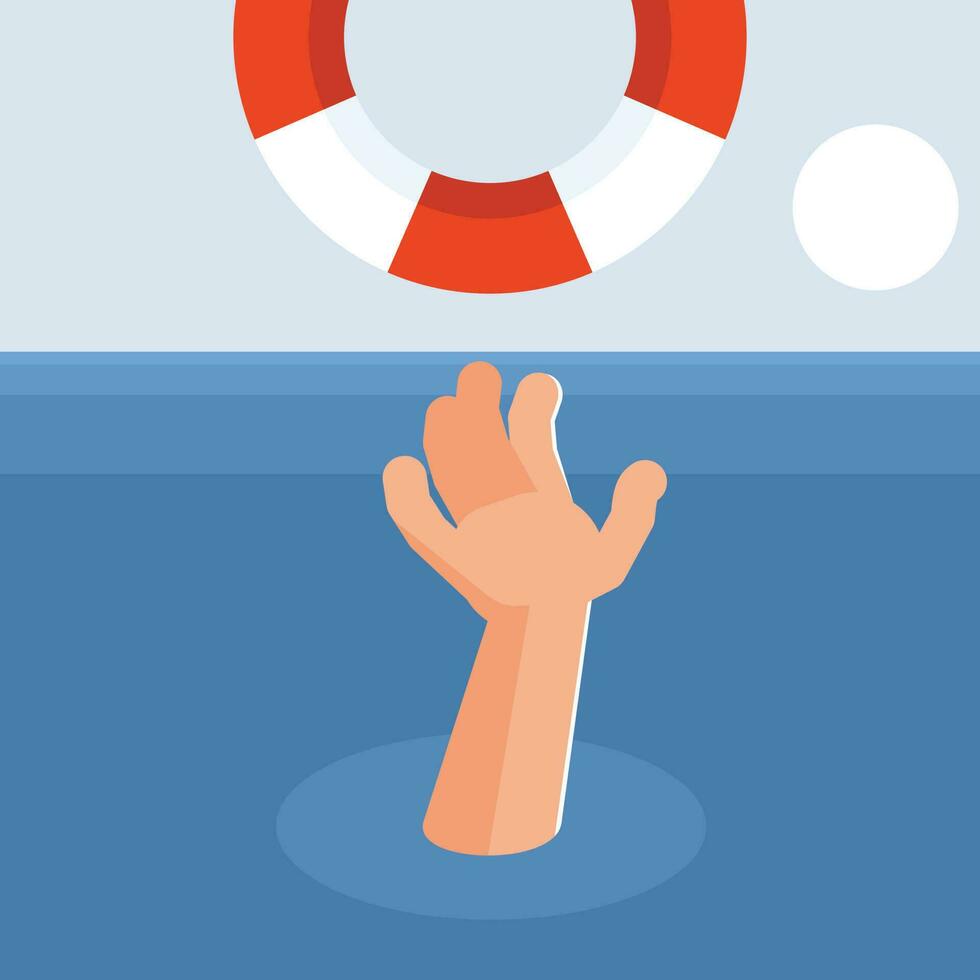 Rescue At Sea Vector Graphics, Isolated Background.