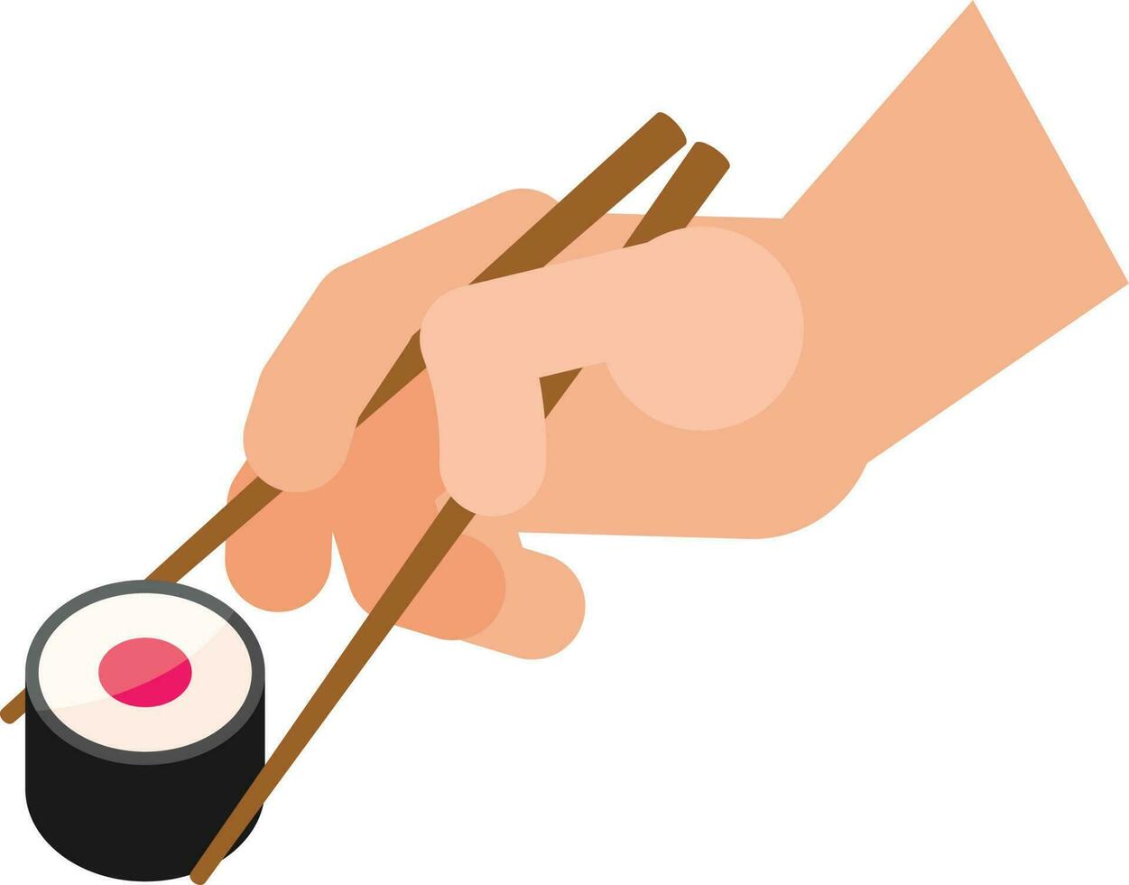 Chopsticks And Sushi, Isolated Background. vector