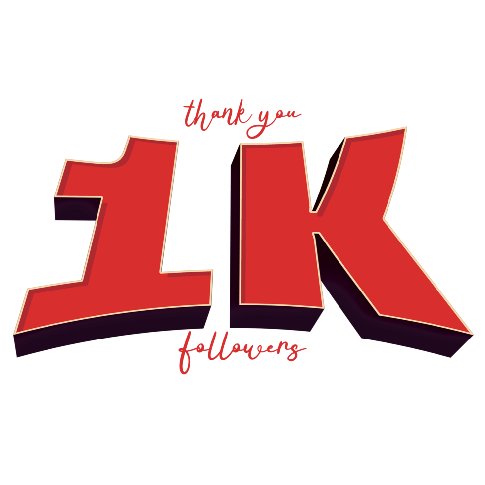 Thank you for 1k Followers Text png