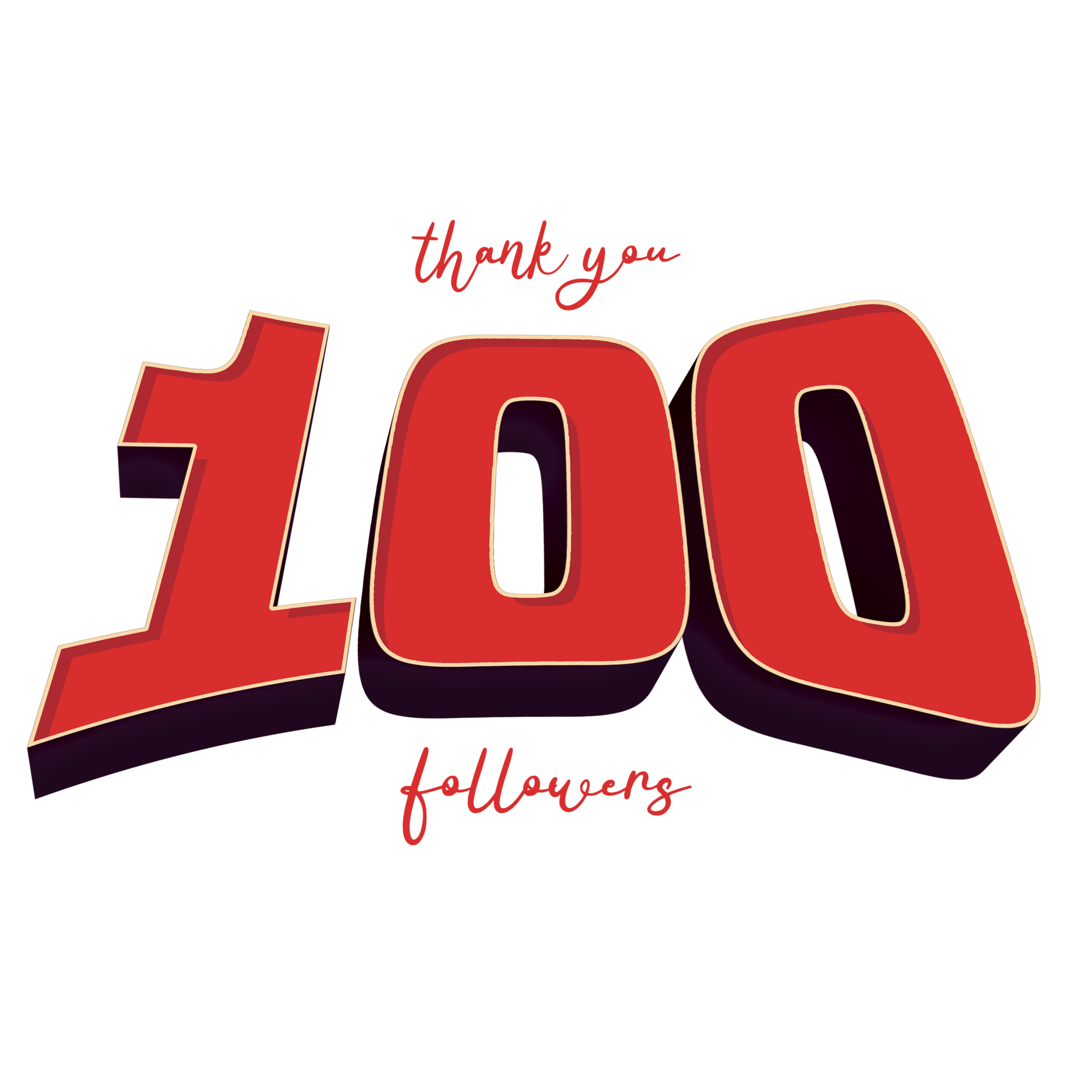 Thank you for 100 Followers Text 24078285 PNG