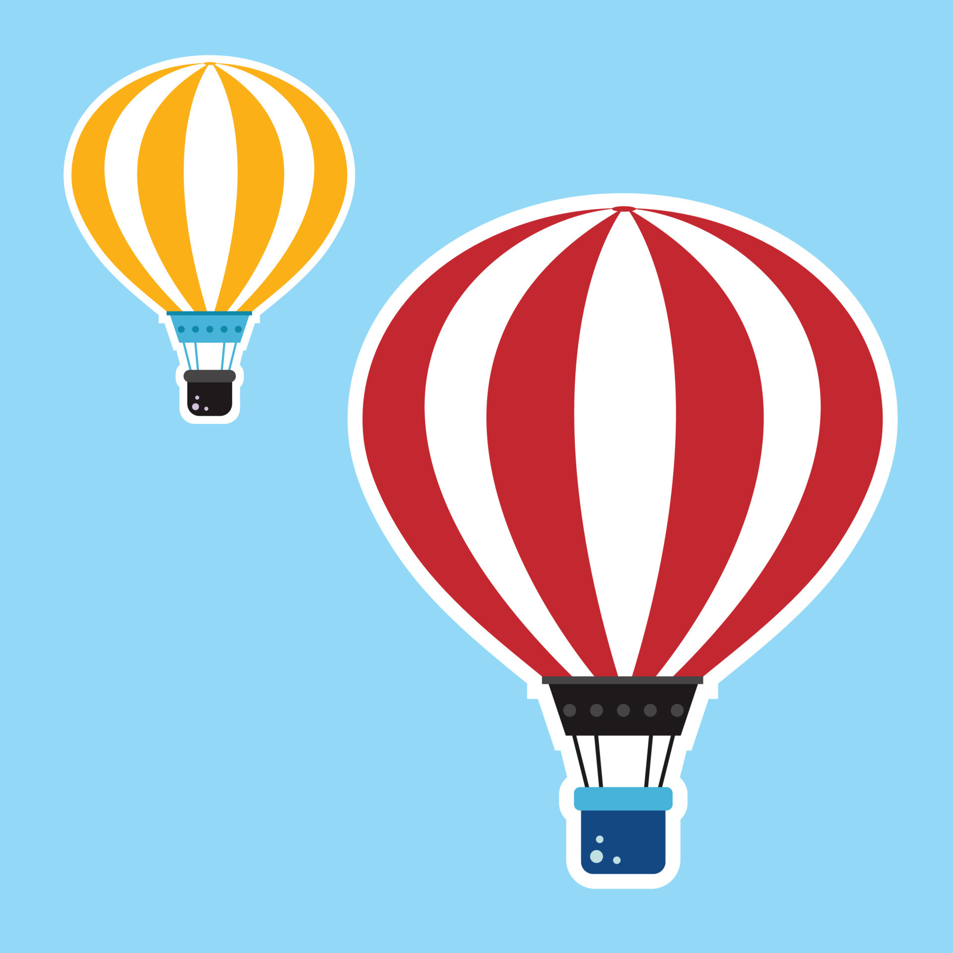 air balloons stickers for use in graphics, posters, web design
