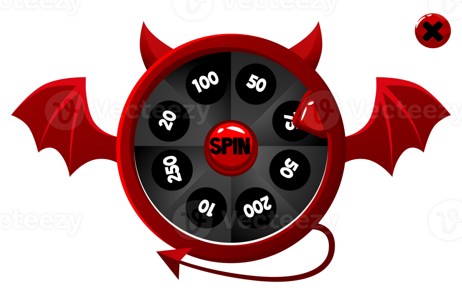 Devil style wheel of fortune for game design. Cartoon 2D game element. png