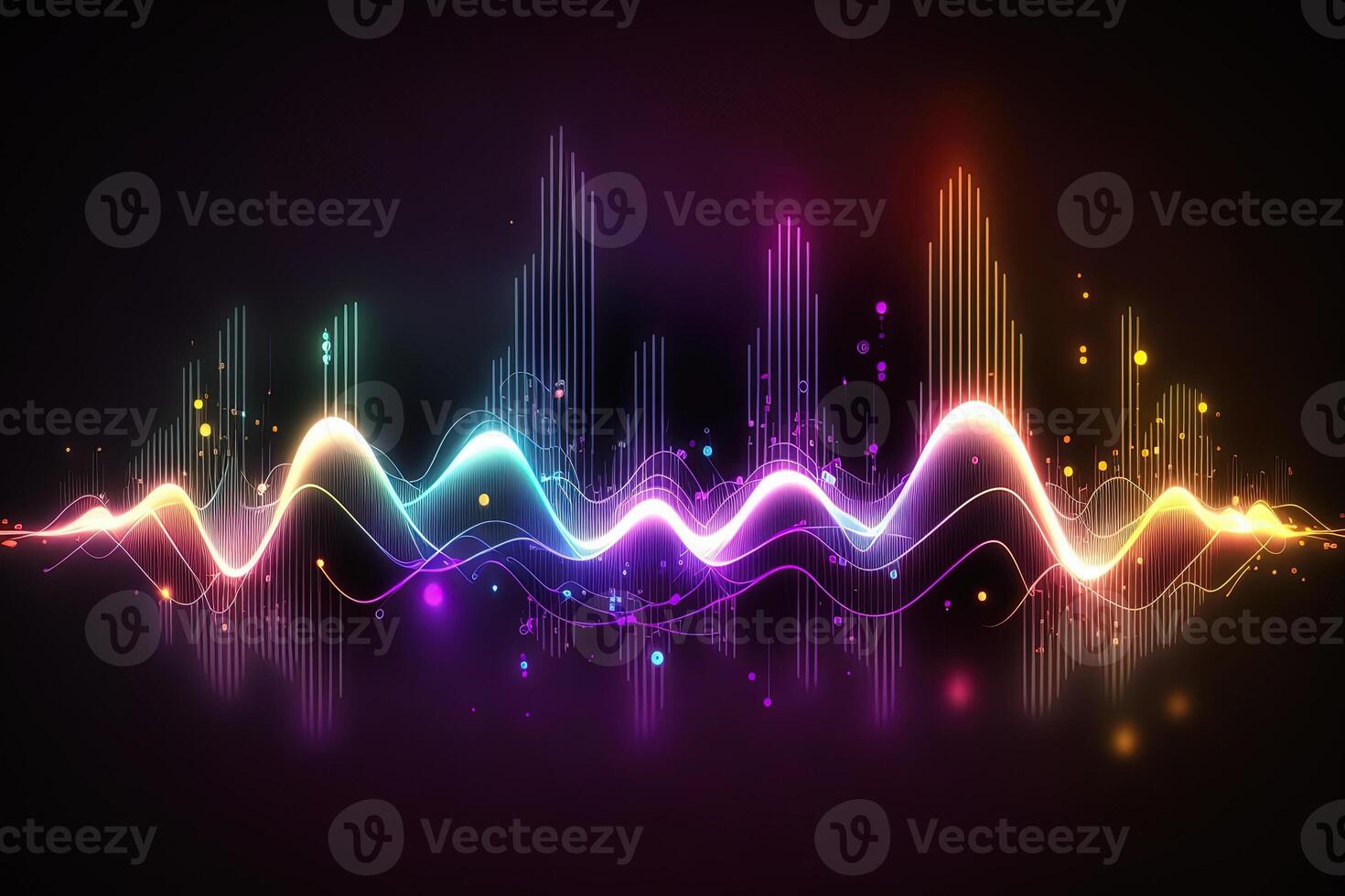 Sound wave, music audio frequencies concept. Abstract background, neon colors. photo