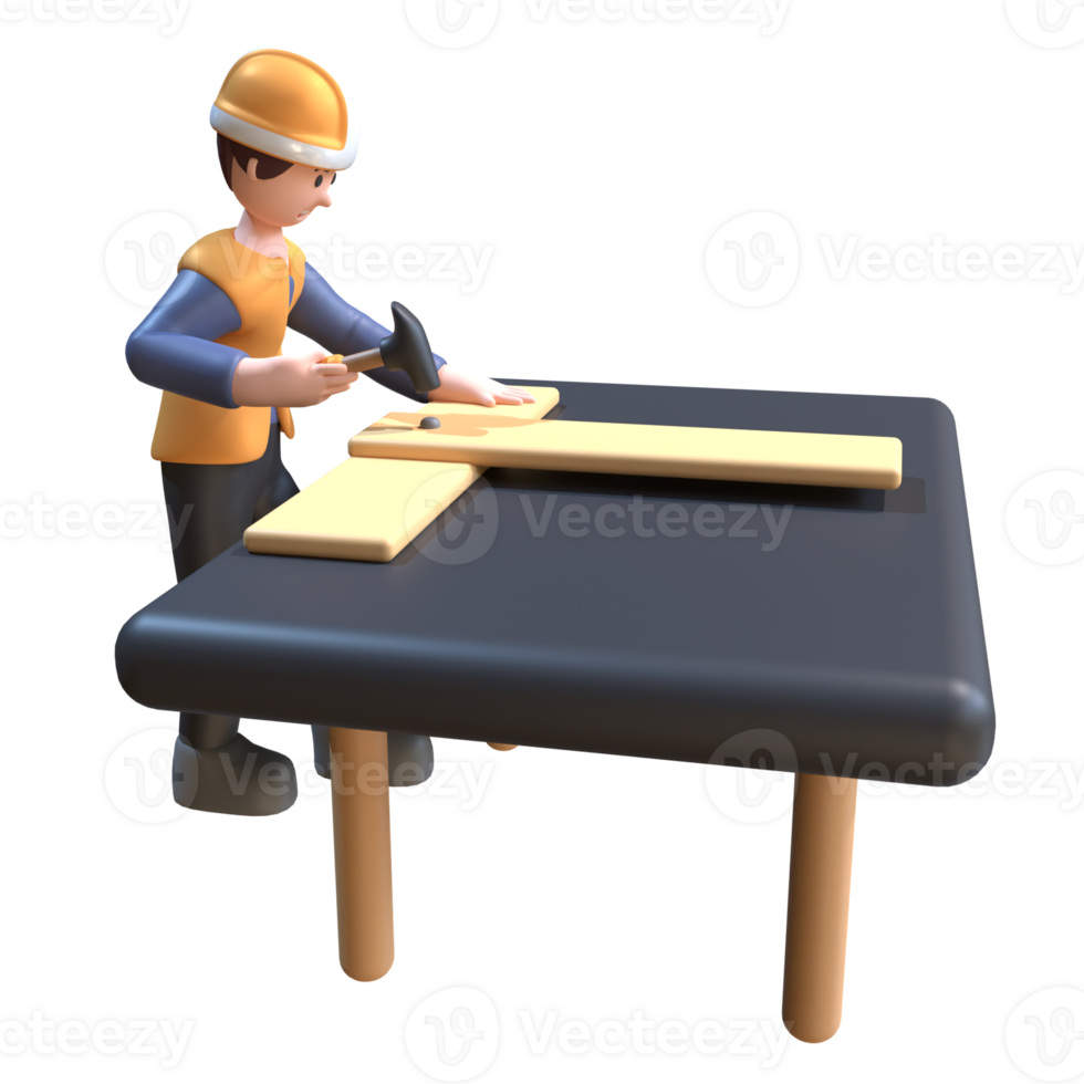 3D Character of a Industrial Worker png