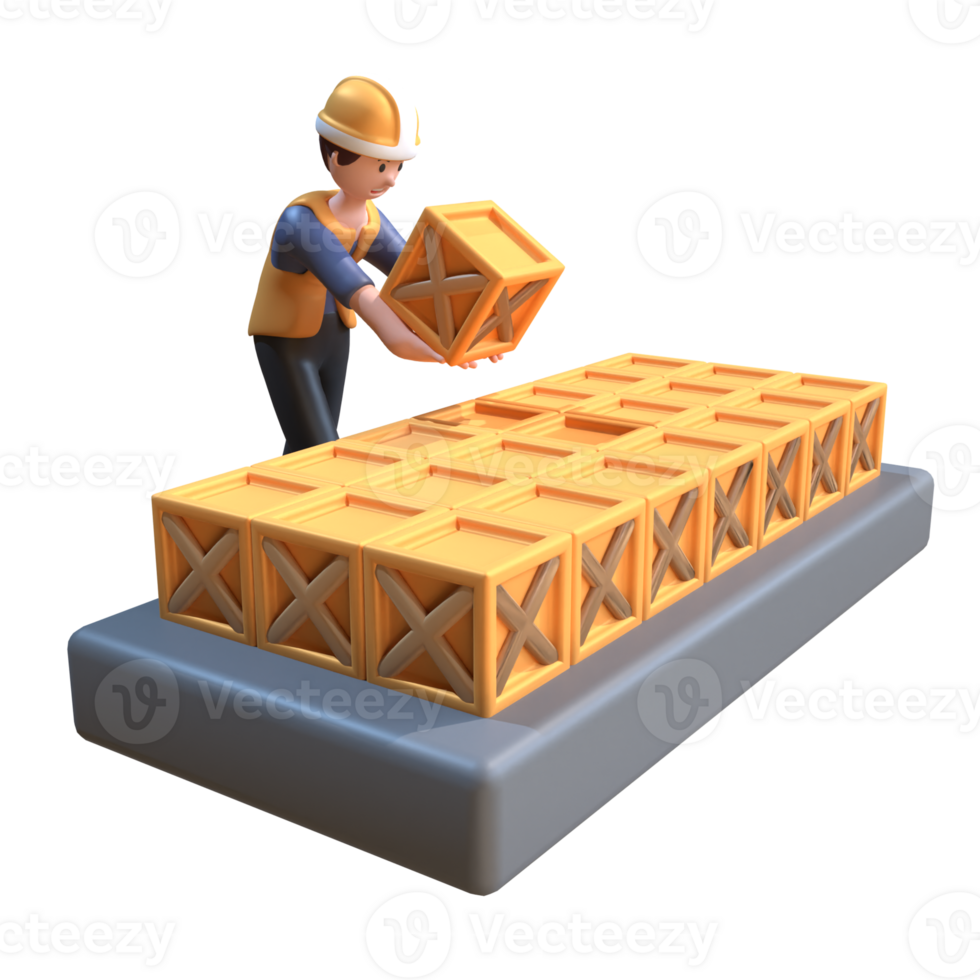 3d karakter van een industrieel arbeider png