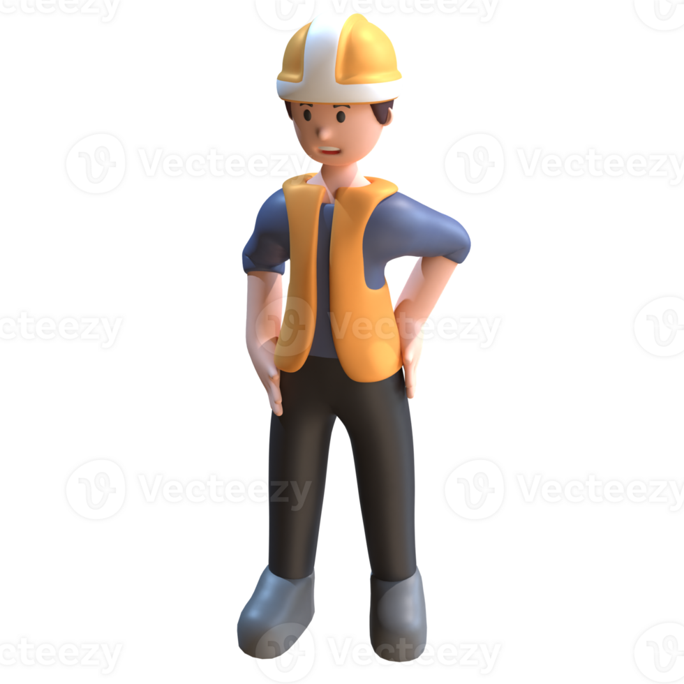 3D Character of a Industrial Worker png