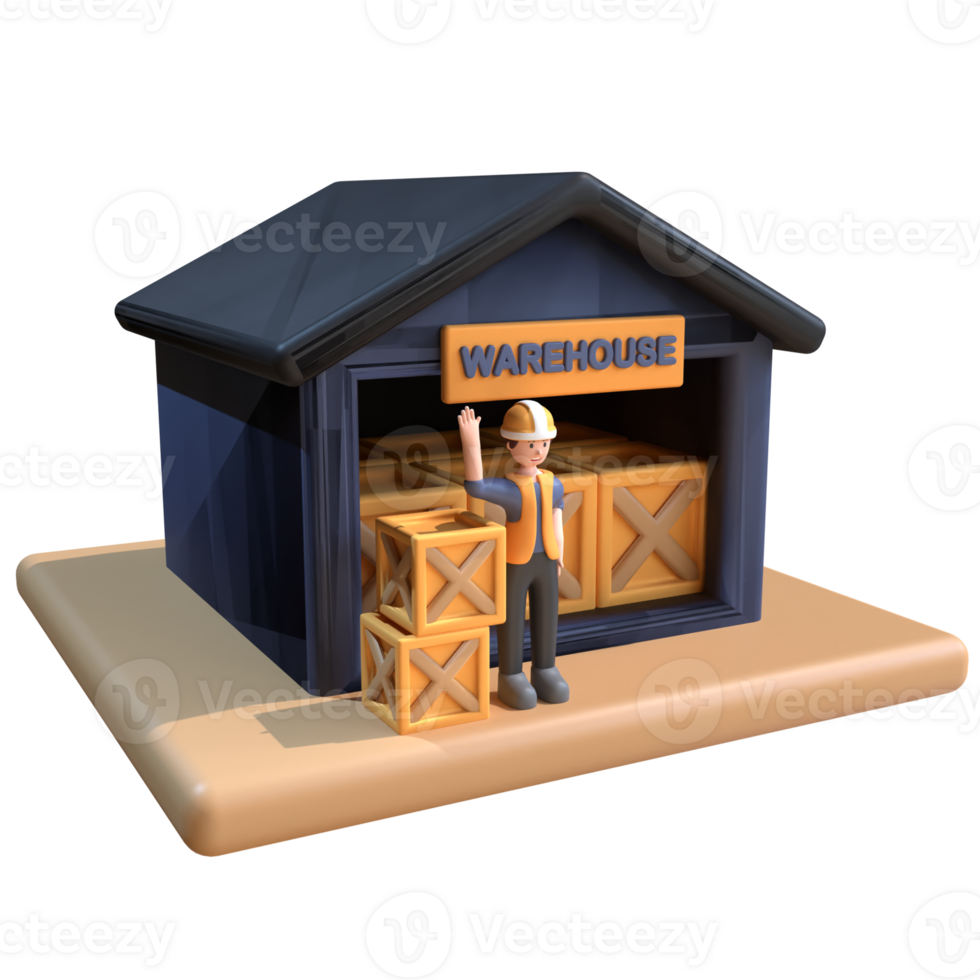 3D Character of a Industrial Worker png